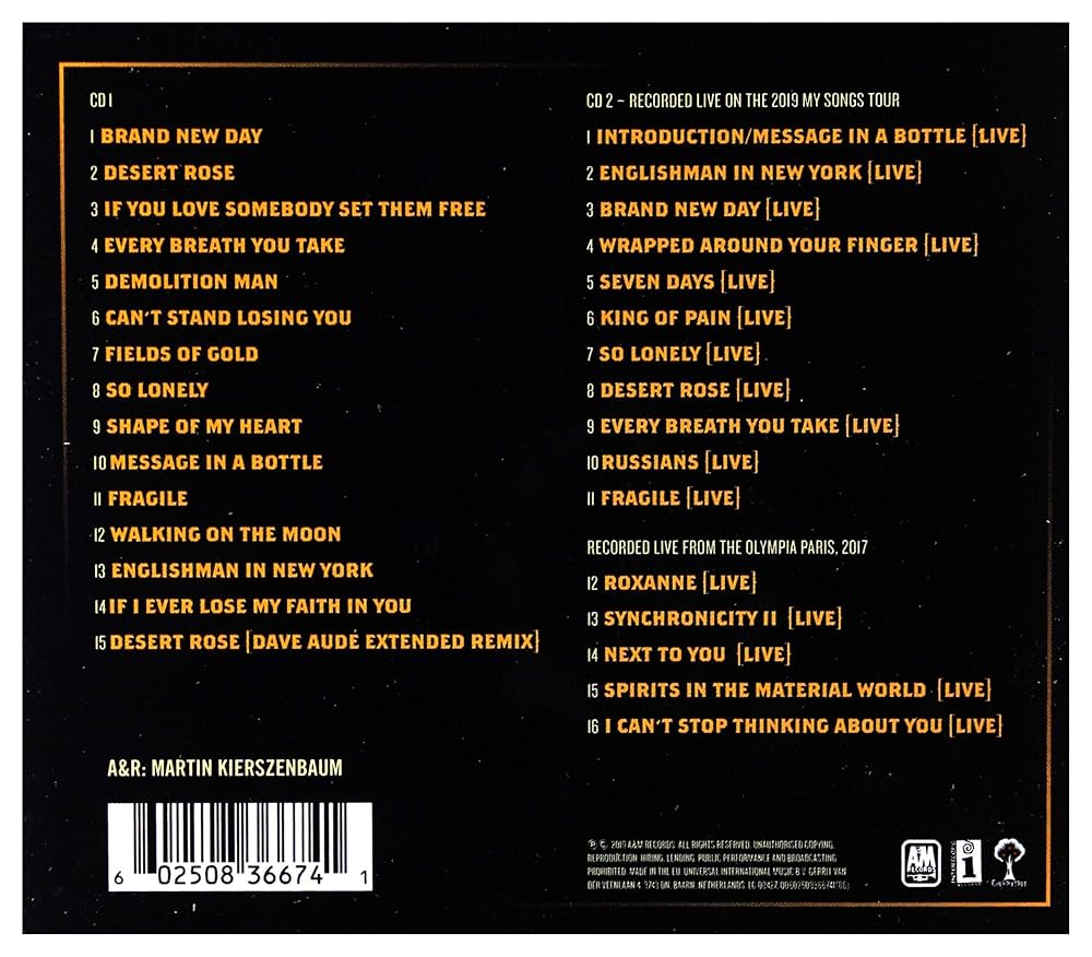２点セット スティング MY SONGS THE 2019 WORLD TOUR Sting – My Songs – 2 x CD (Album, Special Edition), 2019